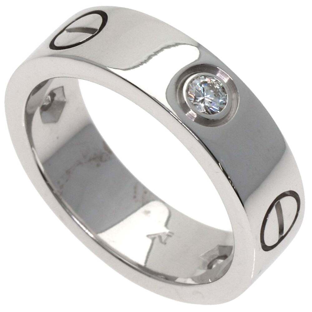CARTIER Authentic 18k Silver Diamond Love Ring #51